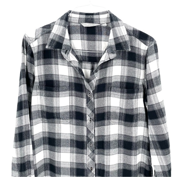 ATHLETA Lumberjill Button Front Long Sleeve Checkered Plaid Flannel Shirt Top - Picture 3 of 7